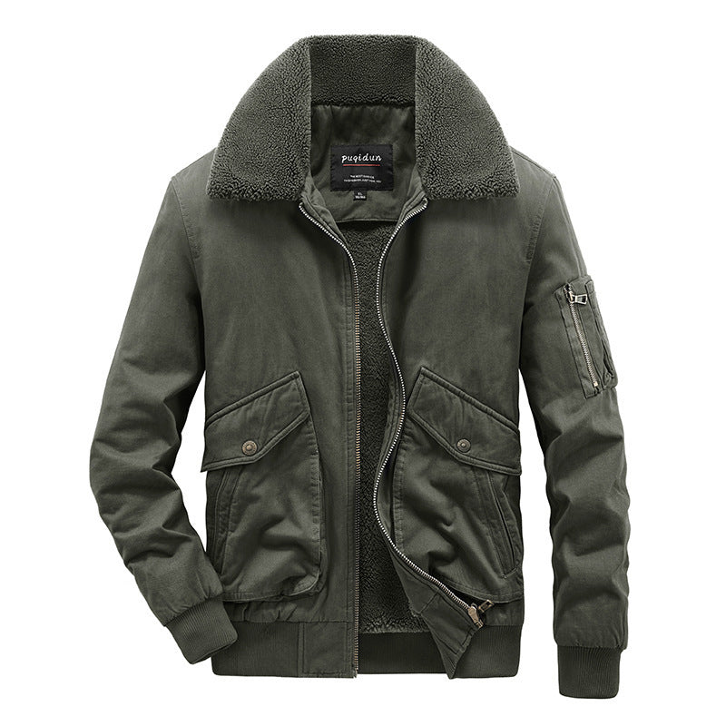 Men's Winter Lambskin Cotton-padded Jacket Casual Fleece And Thick Coat