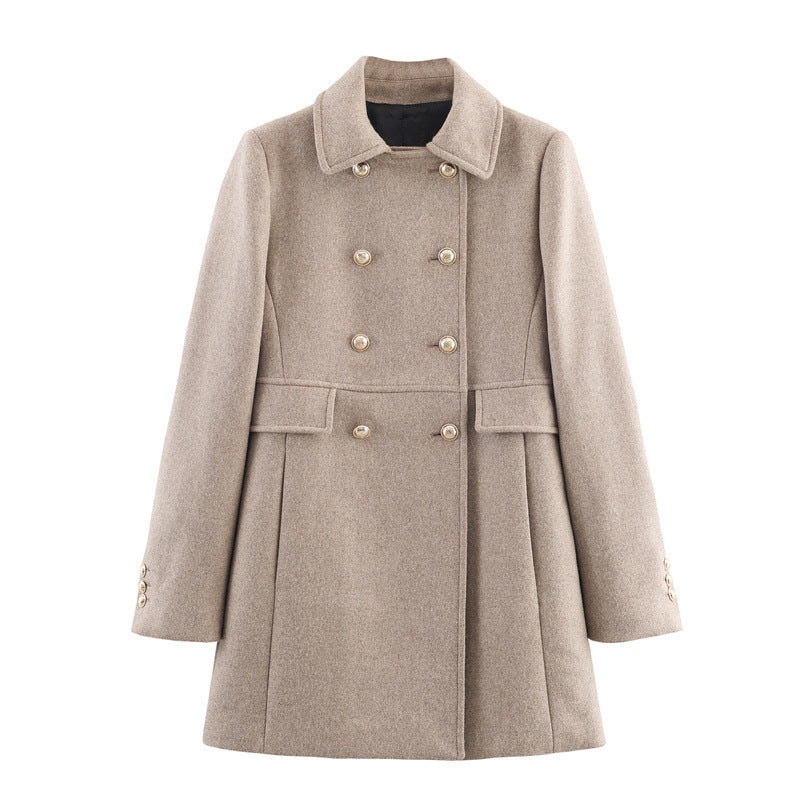 Autumn And Winter Double Breasted Mid Length Coat Jacket