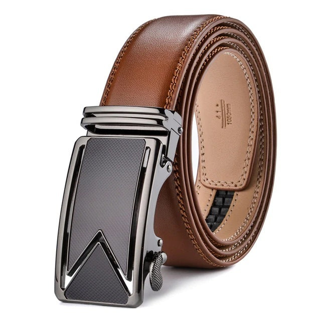 Genuine Leather Men's M Letter Comfort Click Belt Business New
