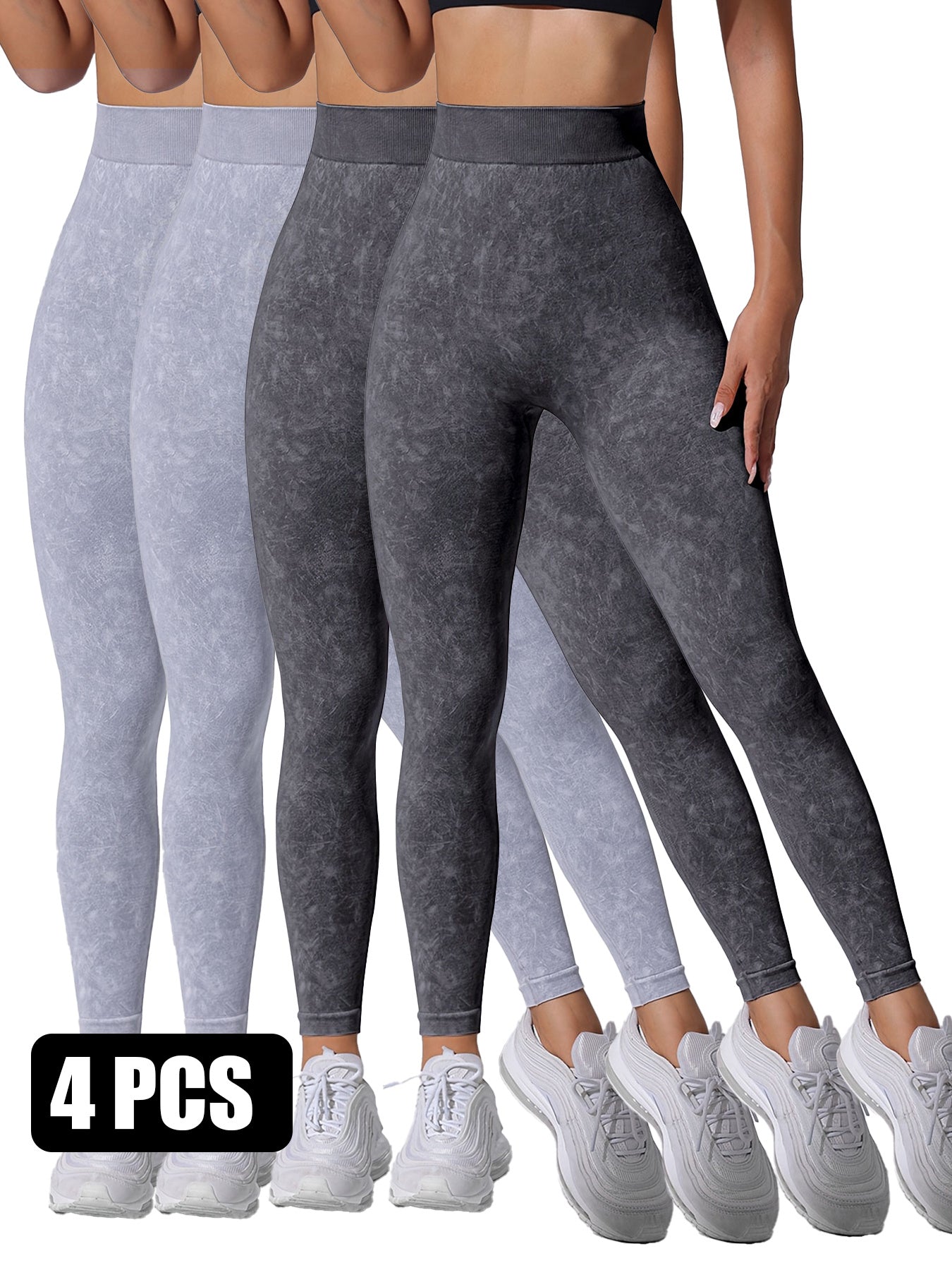 4PACK Sand-washed Seamless Yoga Pants