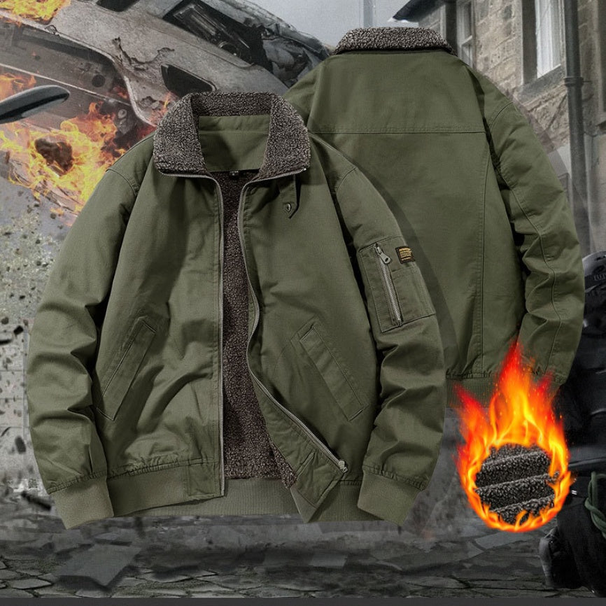 Winter Fleece Cotton Coat For Men, Fleece-lined And Thickened Cotton Jacket