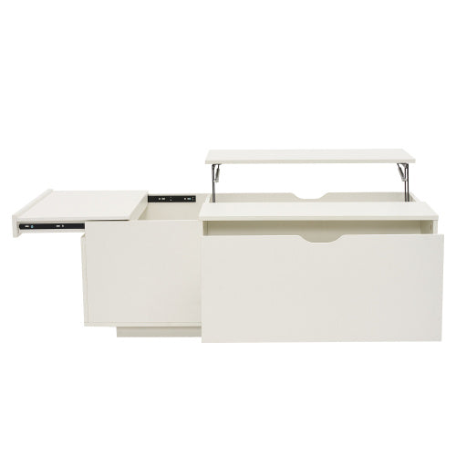 Lift Up Coffee Table, Coffee Table With Drawer, Wooden Tea Tables Sofa End Tables For Living Room Furniture , White